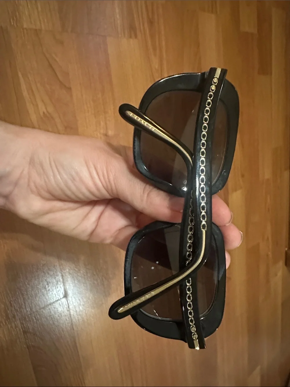 Coach Glossy Black Oversized Square Sunglasses